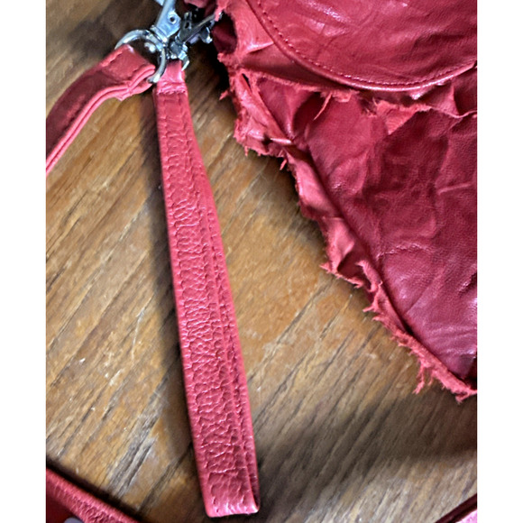 Lisa Berck USA Handmade Distressed Red Leather Crossbody Bag Artisan Boho Purse - Picture 11 of 13